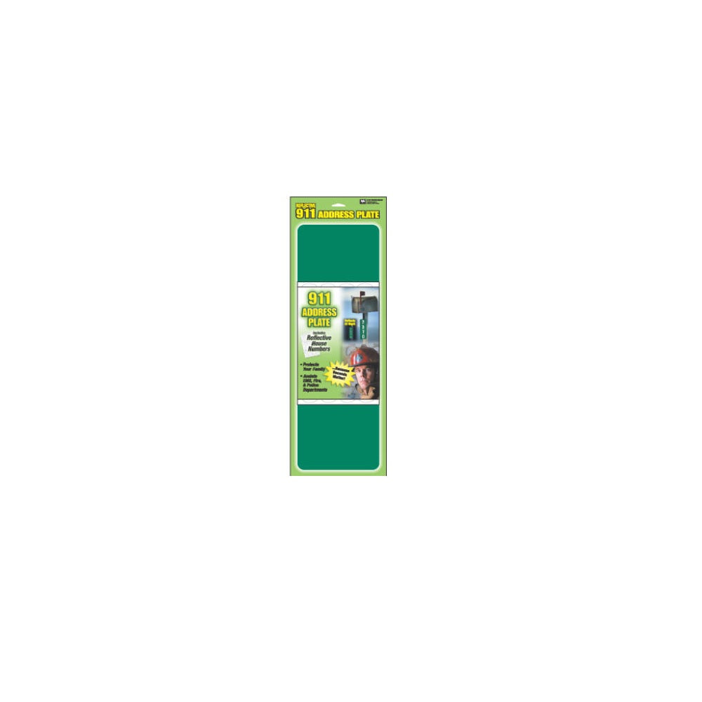 Hillman 840271 Reflective 911 Address Plate, 6 Inch x 18 Inch, Green