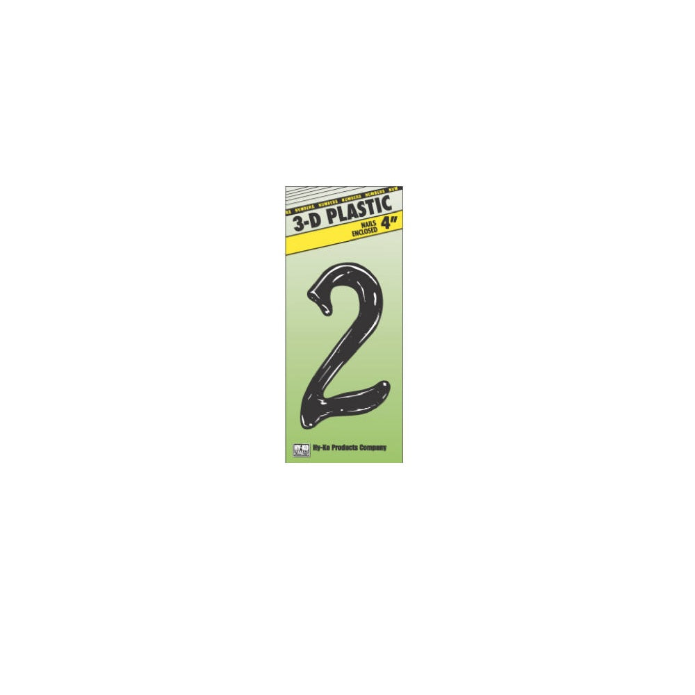 Hillman 839752 Plastic House Number 2, 4 Inch, Black