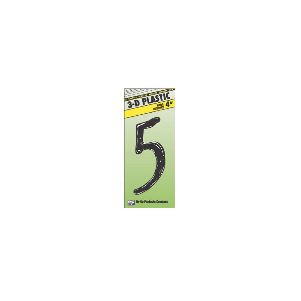 Hillman 839760 Plastic House Number 5, 4 Inch, Black