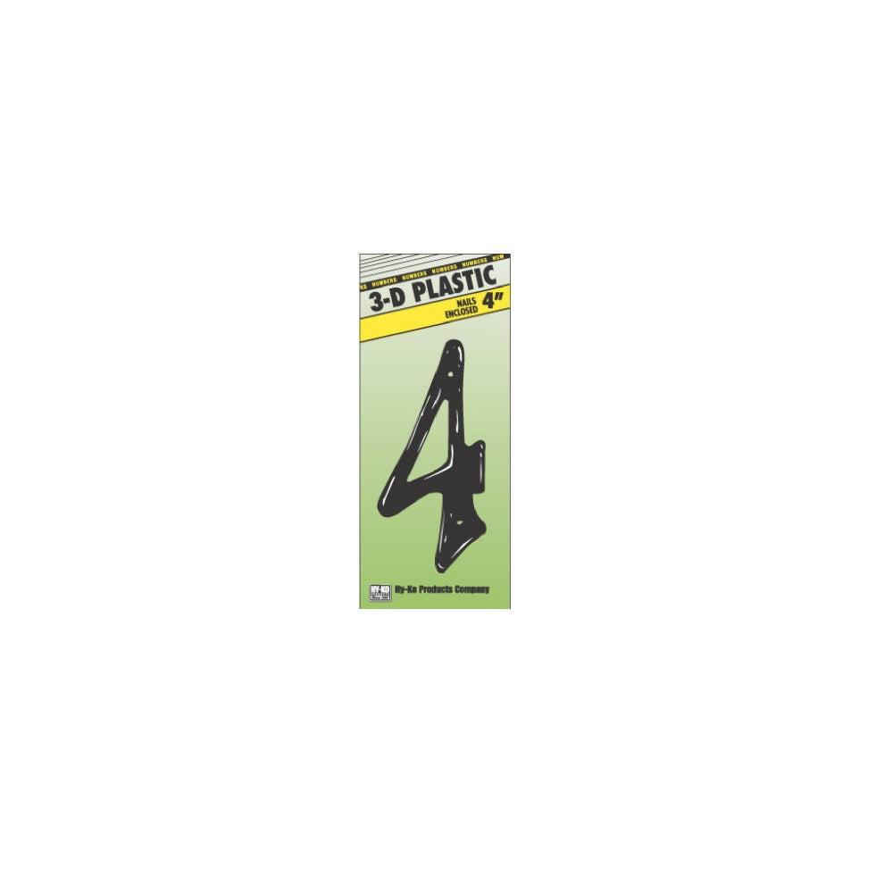 Hillman 839758 Plastic House Number 4, 4 Inch, Black