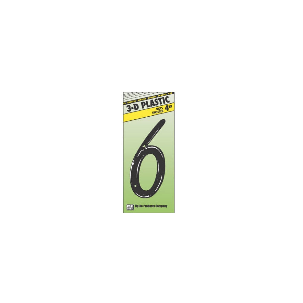 Hillman 839762 Plastic House Number 6, 4 Inch, Black