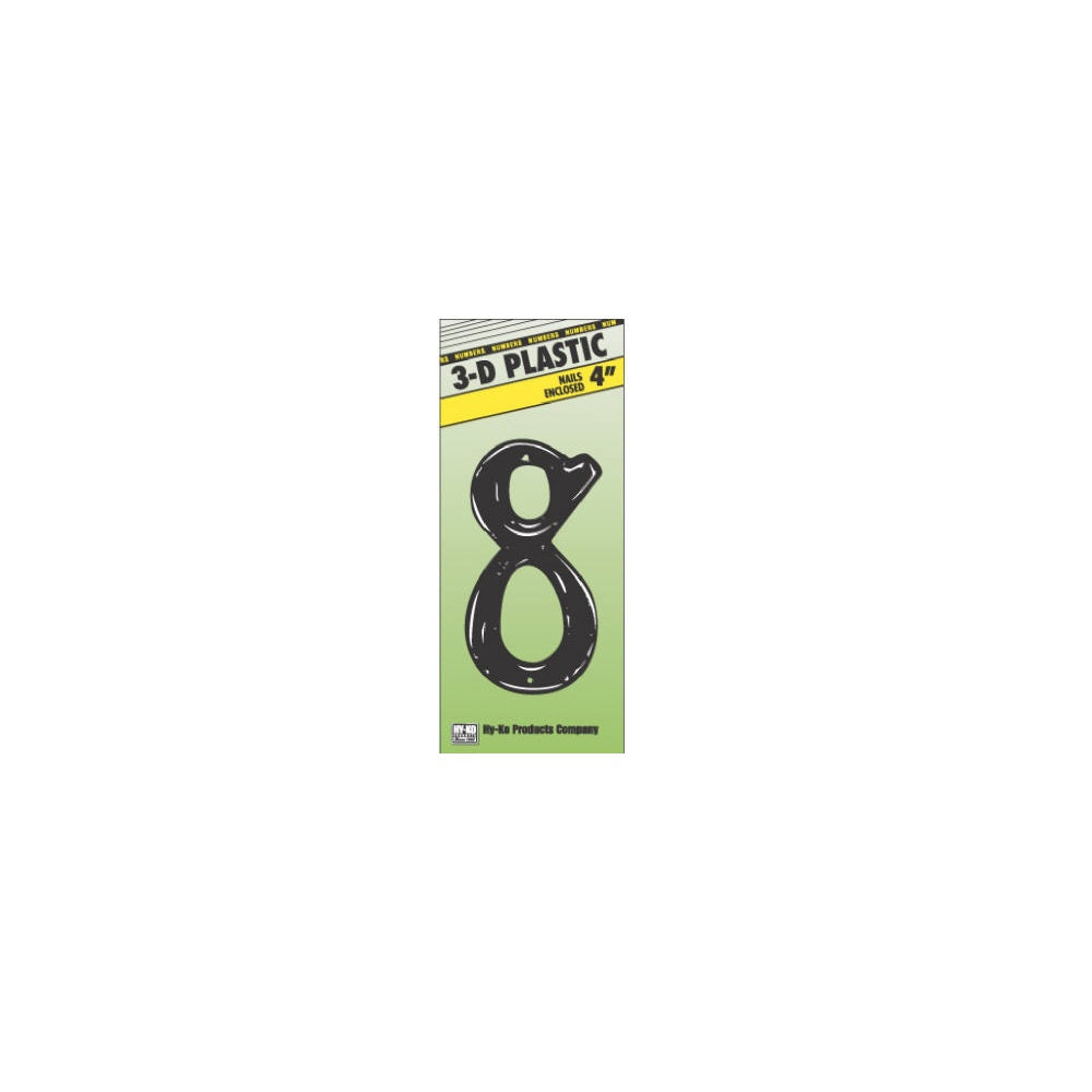 Hillman 839766 Plastic House Number 8, 4 Inch, Black