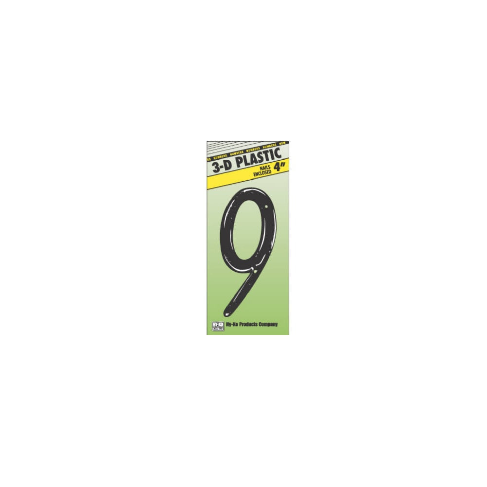 Hillman 839766 Plastic House Number 9, 4 Inch, Black