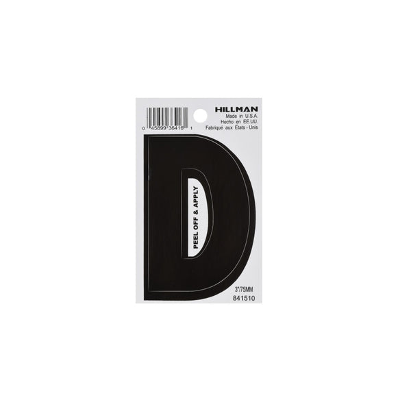 Hillman 841510 Vinyl Self-Adhesive Letter D, 3 Inch, Black