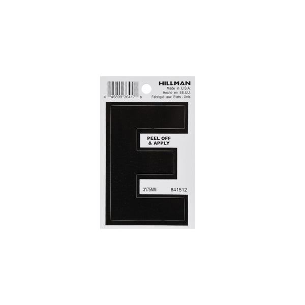 Hillman 841512 Vinyl Self-Adhesive Letter E, 3 Inch, Black