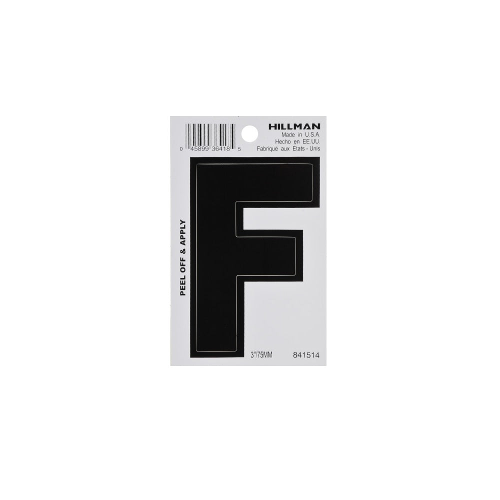 Hillman 841514 Vinyl Self-Adhesive Letter F, 3 Inch, Black