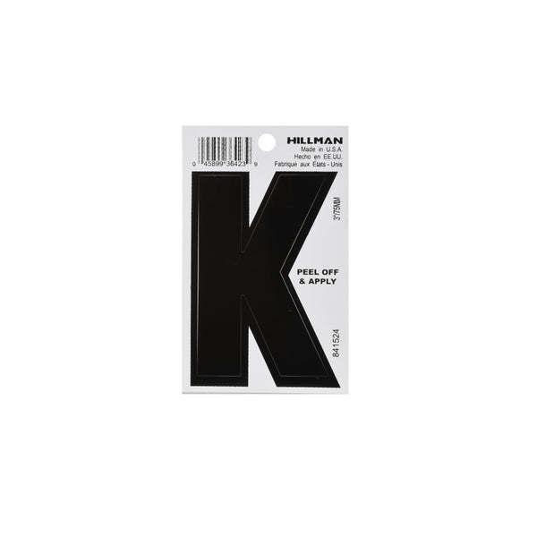 Hillman 841524 Vinyl Self-Adhesive Letter K, 3 Inch, Black