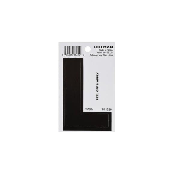 Hillman 841526 Vinyl Self-Adhesive Letter L, 3 Inch, Black