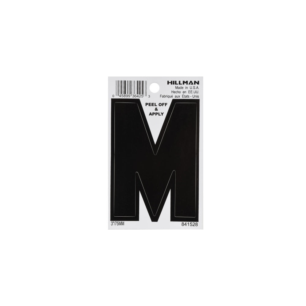 Hillman 841528 Vinyl Self-Adhesive Letter M, 3 Inch, Black