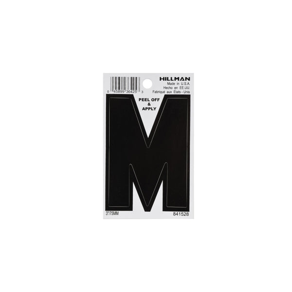 Hillman 841528 Vinyl Self-Adhesive Letter M, 3 Inch, Black