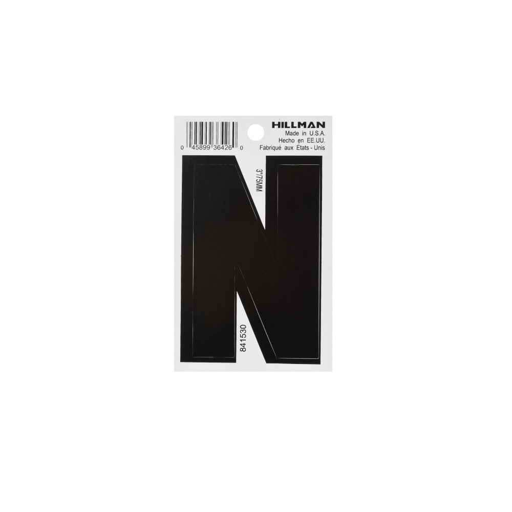 Hillman 841530 Vinyl Self-Adhesive Letter N, 3 Inch, Black