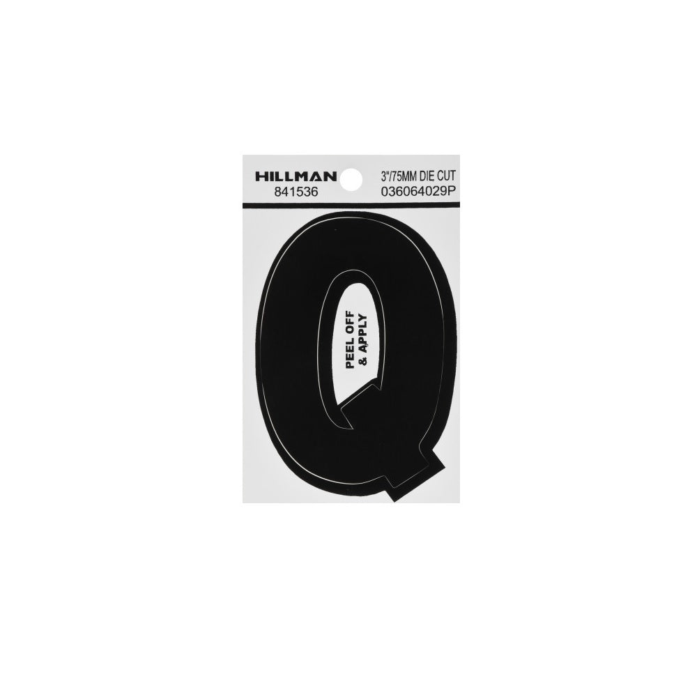 Hillman 841536 Vinyl Self-Adhesive Letter Q, 3 Inch, Black