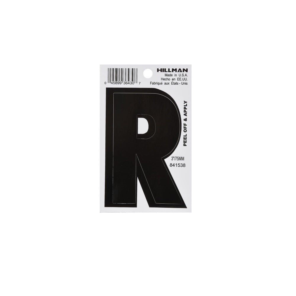 Hillman 841538 Vinyl Self-Adhesive Letter R, 3 Inch, Black