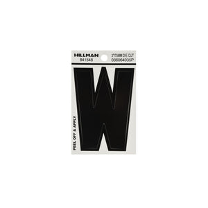 Hillman 841548 Vinyl Self-Adhesive Letter W, 3 Inch, Black