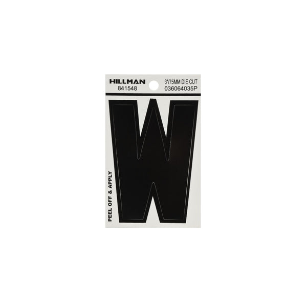 Hillman 841548 Vinyl Self-Adhesive Letter W, 3 Inch, Black
