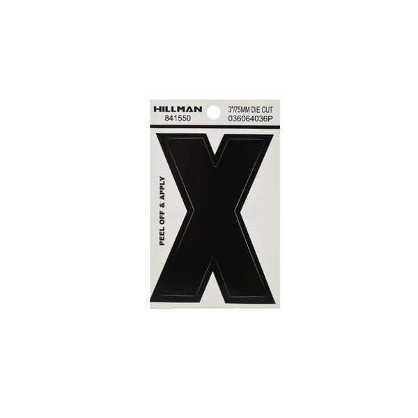 Hillman 841550 Vinyl Self-Adhesive Letter X, 3 Inch, Black