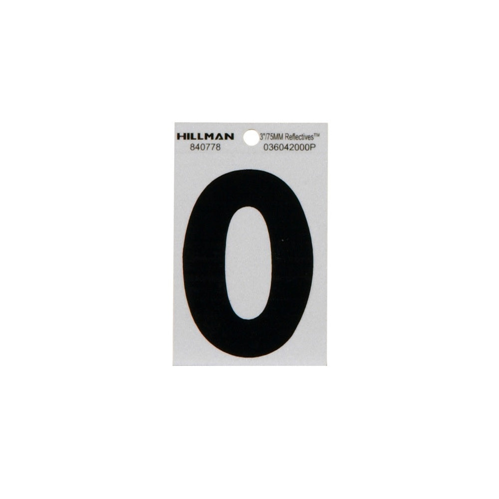 Hillman 840778 Reflective Adhesive House Number 0, 3 Inch