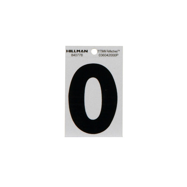 Hillman 840778 Reflective Adhesive House Number 0, 3 Inch
