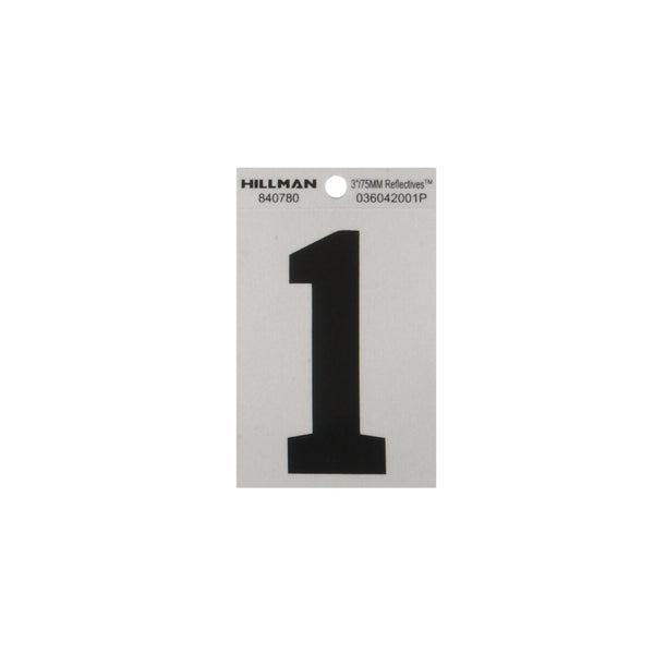 Hillman 840780 Reflective Adhesive House Number 1, 3 Inch