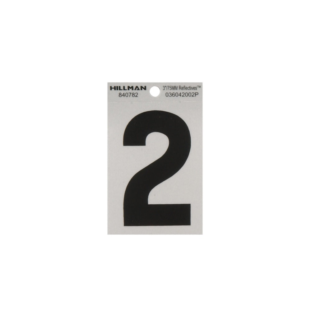 Hillman 840782 Reflective Adhesive House Number 2, 3 Inch