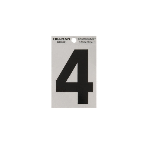 Hillman 840786 Reflective Adhesive House Number 4, 3 Inch