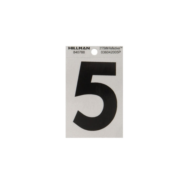Hillman 840788 Reflective Adhesive House Number 5, 3 Inch
