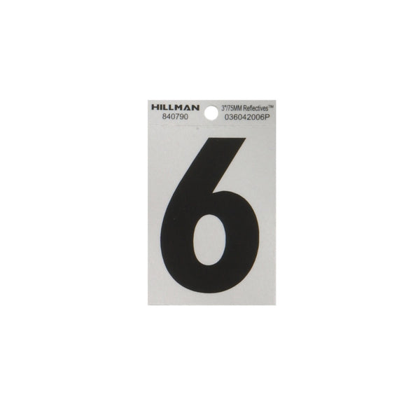 Hillman 840790 Reflective Adhesive House Number 6, 3 Inch
