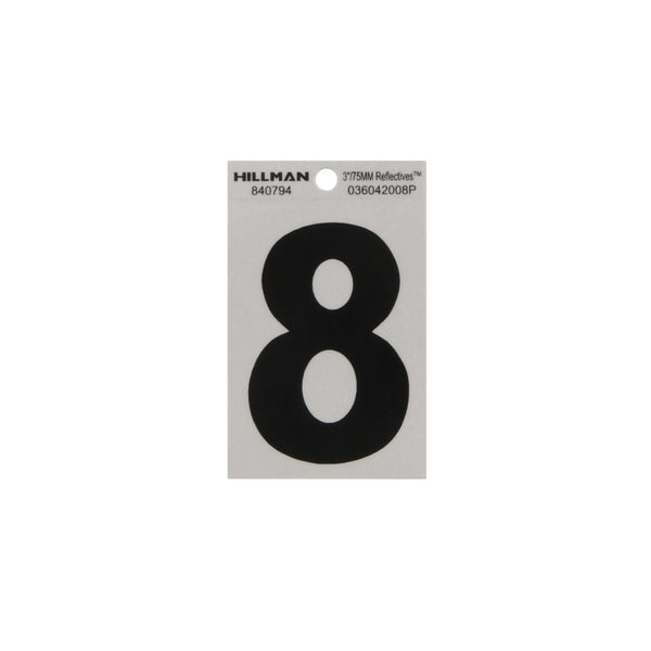 Hillman 840794 Reflective Adhesive House Number 8, 3 Inch