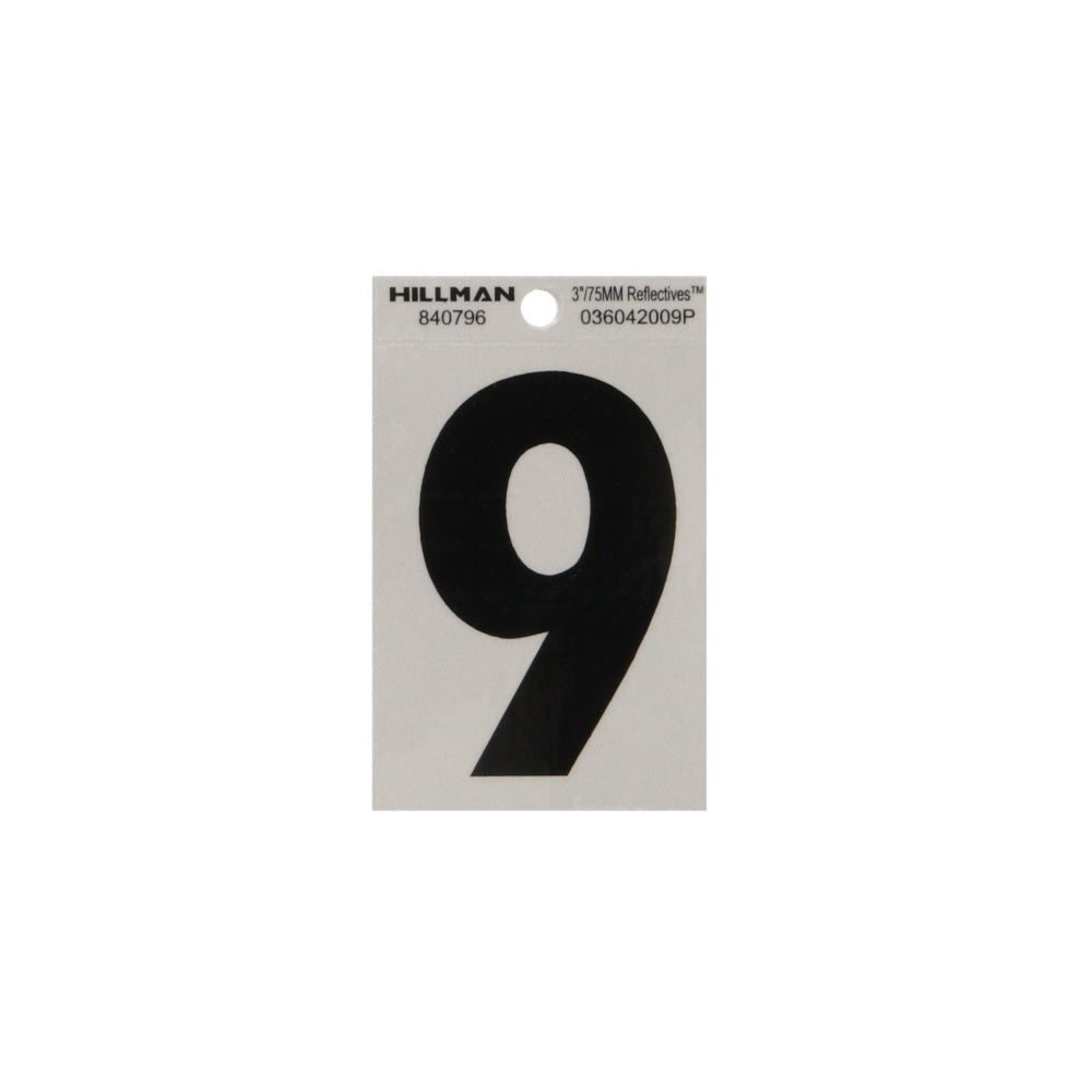 Hillman 840796 Reflective Adhesive House Number 9, 3 Inch