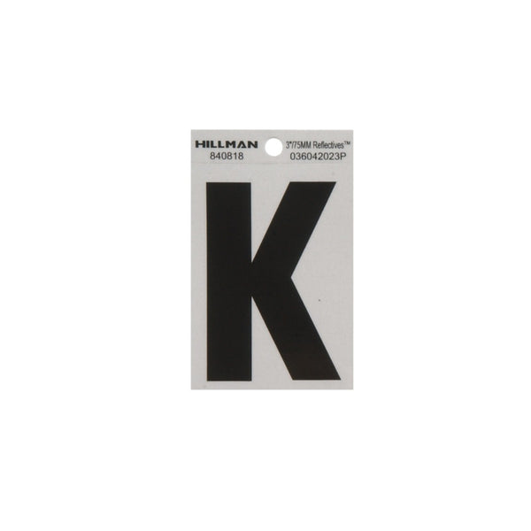 Hillman 840818 Reflective Adhesive House Letter K, 3 Inch