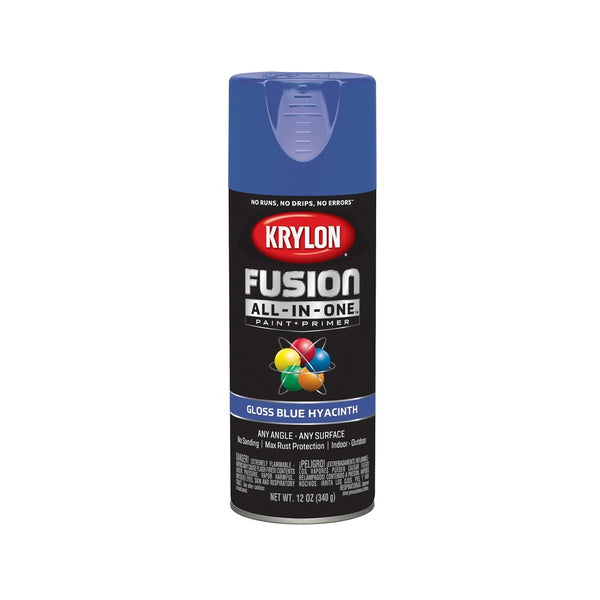 Krylon K02703007 Paint + Primer Spray Paint, Blue Hyacinth, 12 oz
