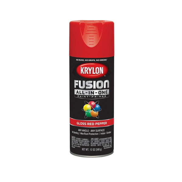 Krylon K02720007 Paint + Primer Spray Paint, Red Pepper, 12 oz