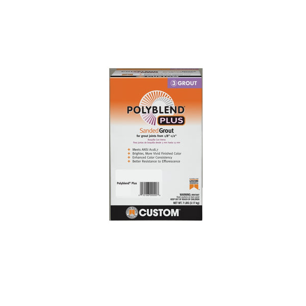 Custom Building PBPG097-4 Polyblend Plus Sanded Grout, Polyblend Plus, 7 lbs
