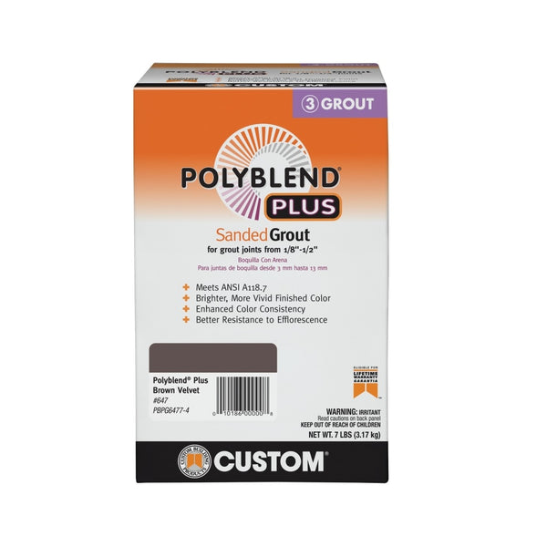 Custom Building PBGP6477-4 Polyblend Plus Sanded Grout, 7 lbs