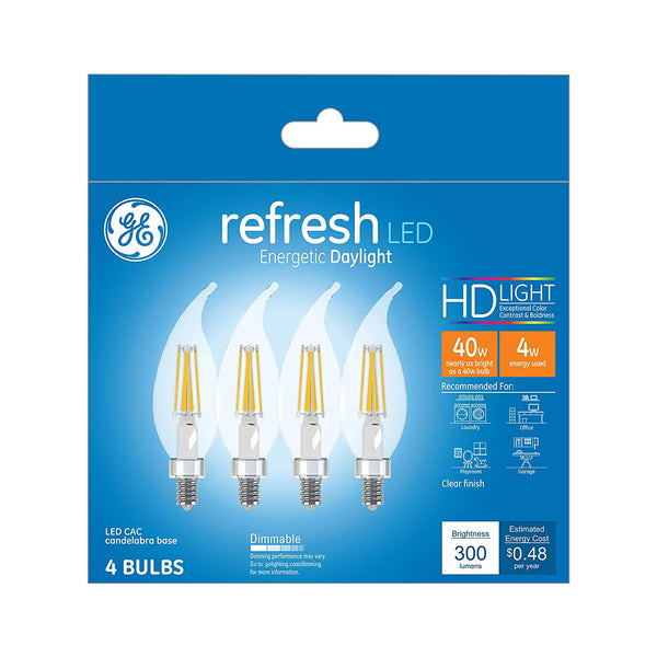 GE 45653 Refresh HD Decorative LED Bulbs, 4 Watt