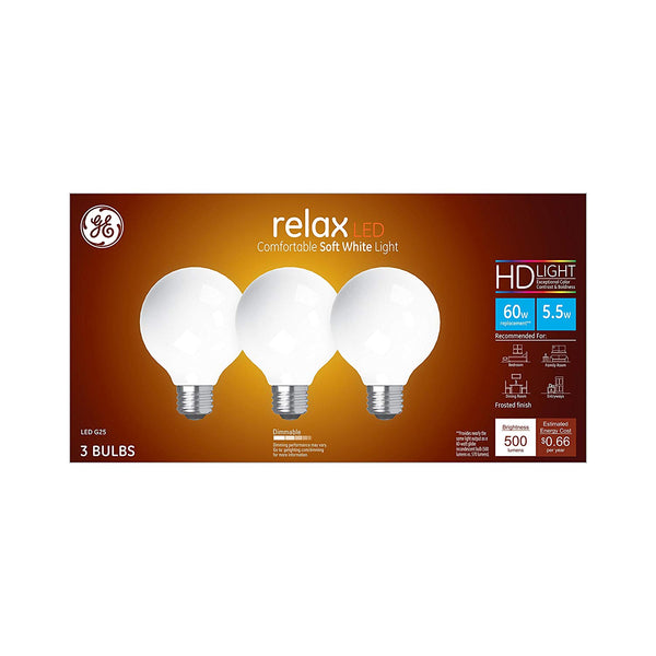 GE 43316 Relax HD Decorative LED Bulbs, 5.5 Watt