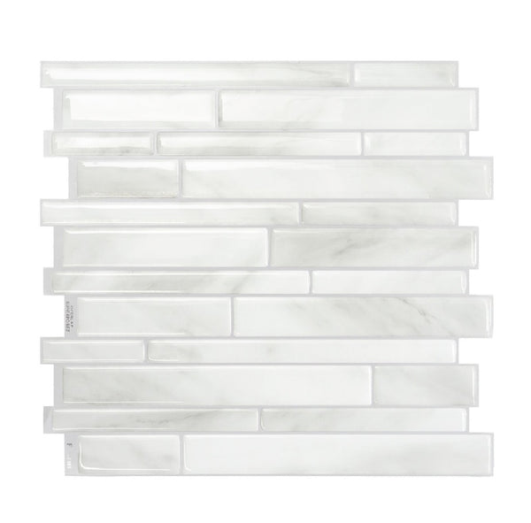 Smart Tiles SM1119G-04-QG Mosaik Series Wall Tile, Gray/White