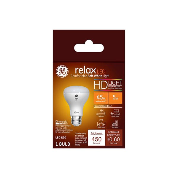 GE 45545 Relax LED Comfortable Soft White Light, 5W, 450 Lumens