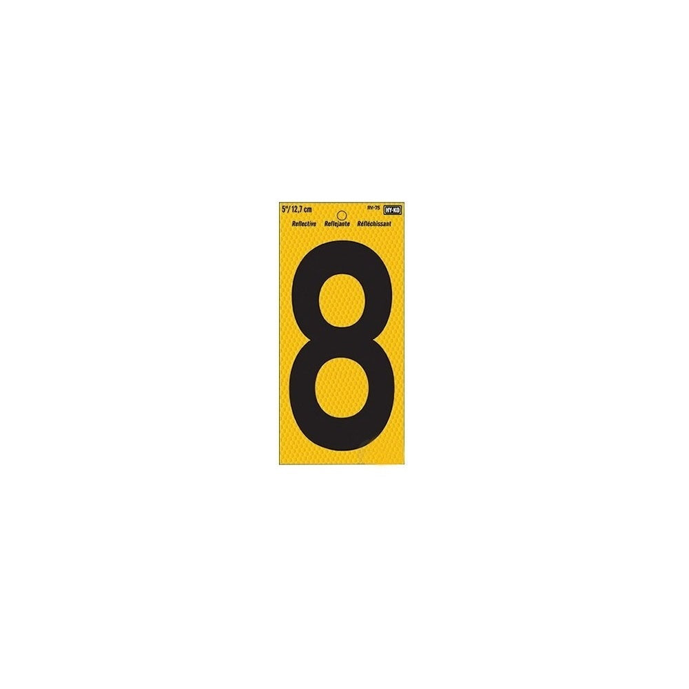 HY-KO RV-75/8 Reflective Self-Adhesive Number 8 Sign, 5 Inch, Vinyl