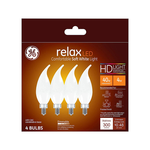 GE 36985 Relax HD Decorative LED Bulbs, 4 Watt