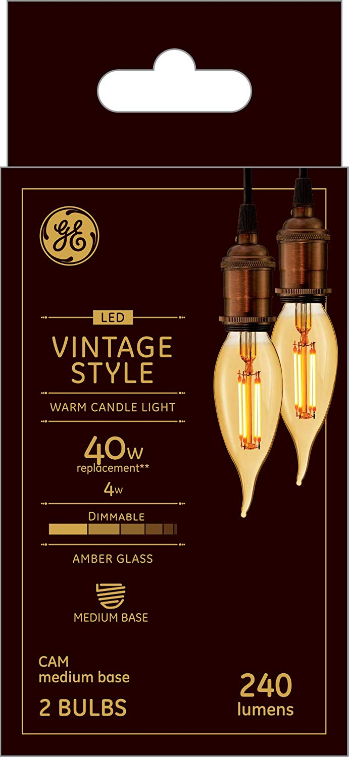 GE 42152 Vintage Style Decorative LED Light Bulbs, 4 Watts