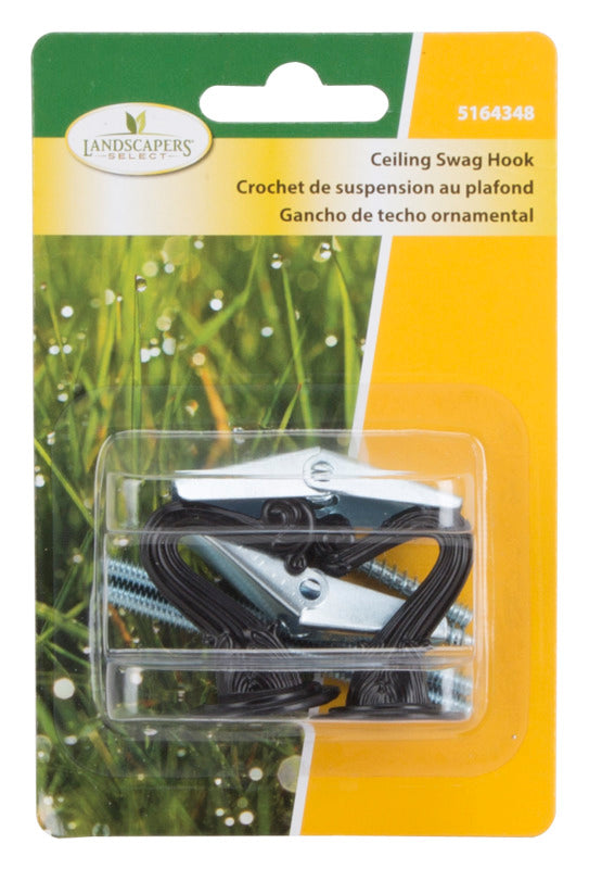 Landscapers Select GB0433L Ceiling Swag Hook, Black, 1.5 in L