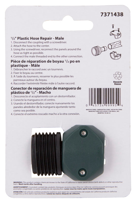 Landscapers Select GC531-23L Garden Hose Coupling, Green and Black, 1/2 in