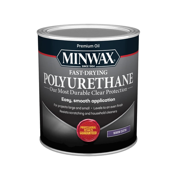 Minwax 63010444 Fast-Drying Polyurethane Oil-Based Satin Finish, Clear, 1 Quart