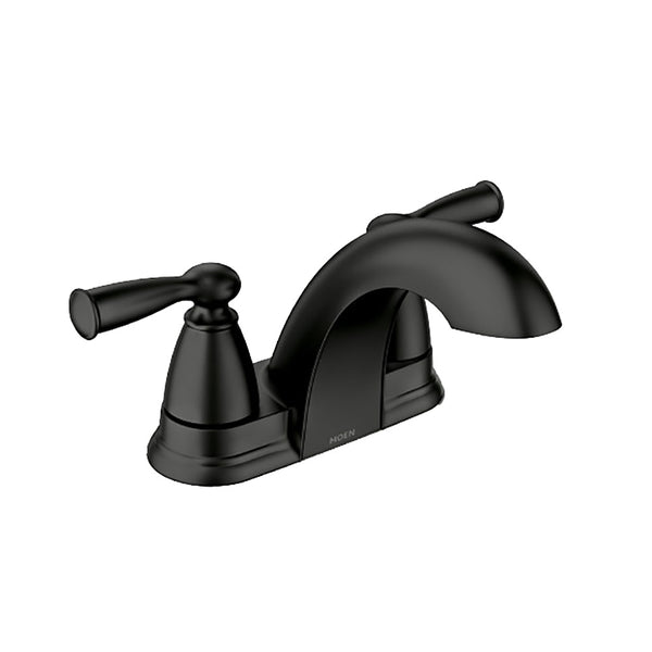 Moen 84942BL Banbury Two Handle Low Arc Bathroom Faucet, Matte Black