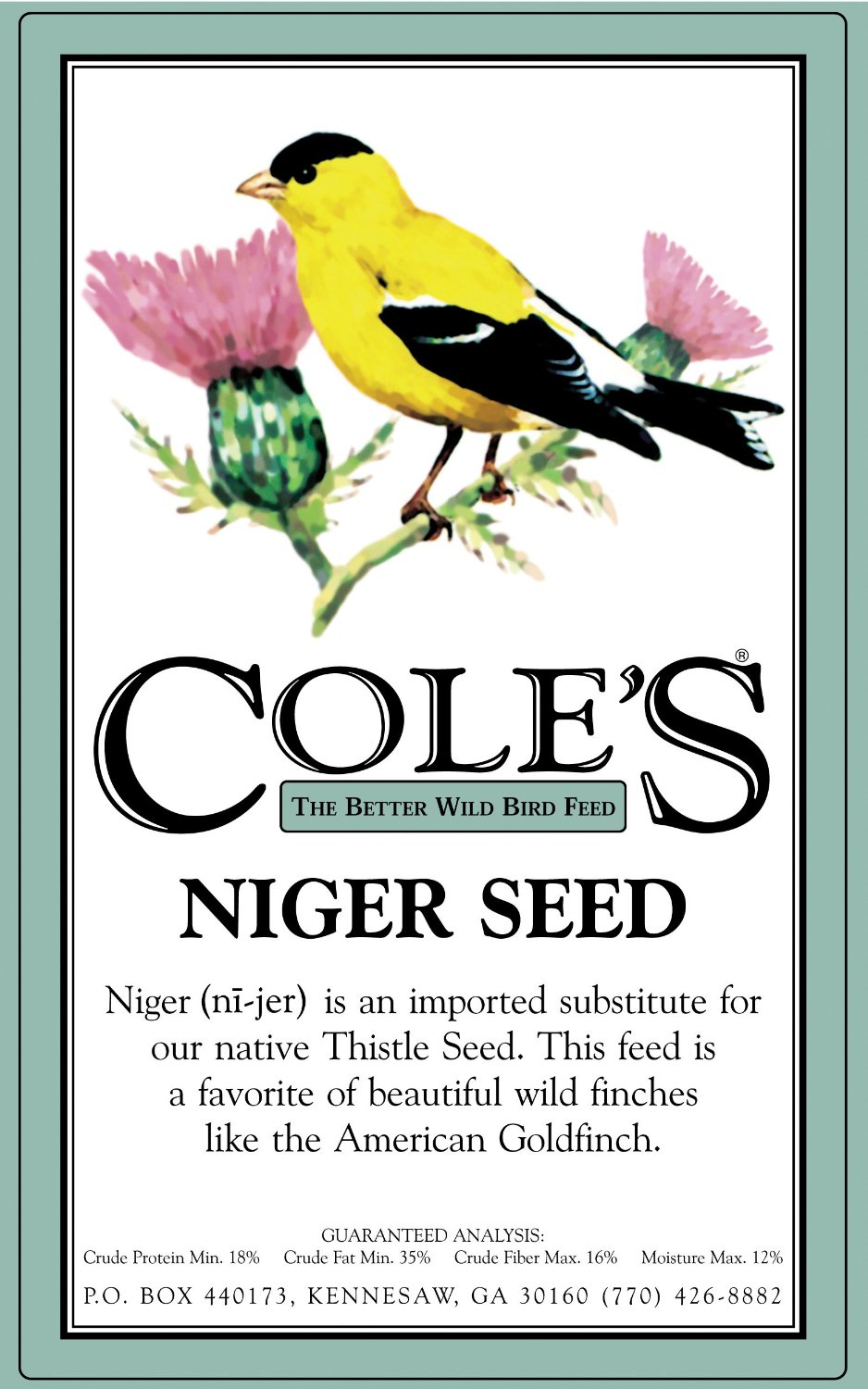 Cole's NI05 Finch Niger Seed Wild Bird Food, 5 lb Toolbox Supply