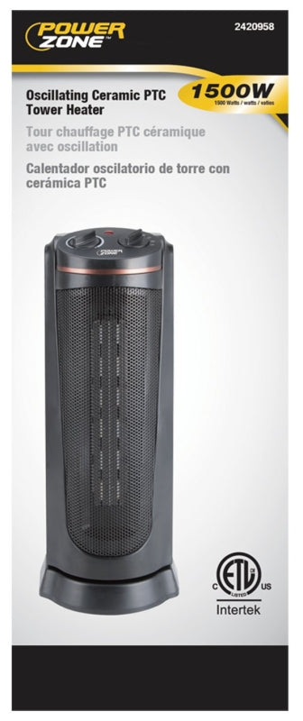 PowerZone HPQ15A-M Ceramic Fan Forced Tower Heater, 900/1500 Watts