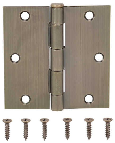 ProSource 20338ABX Residential Square Hinge, Antique Brass, 3.5 Inch