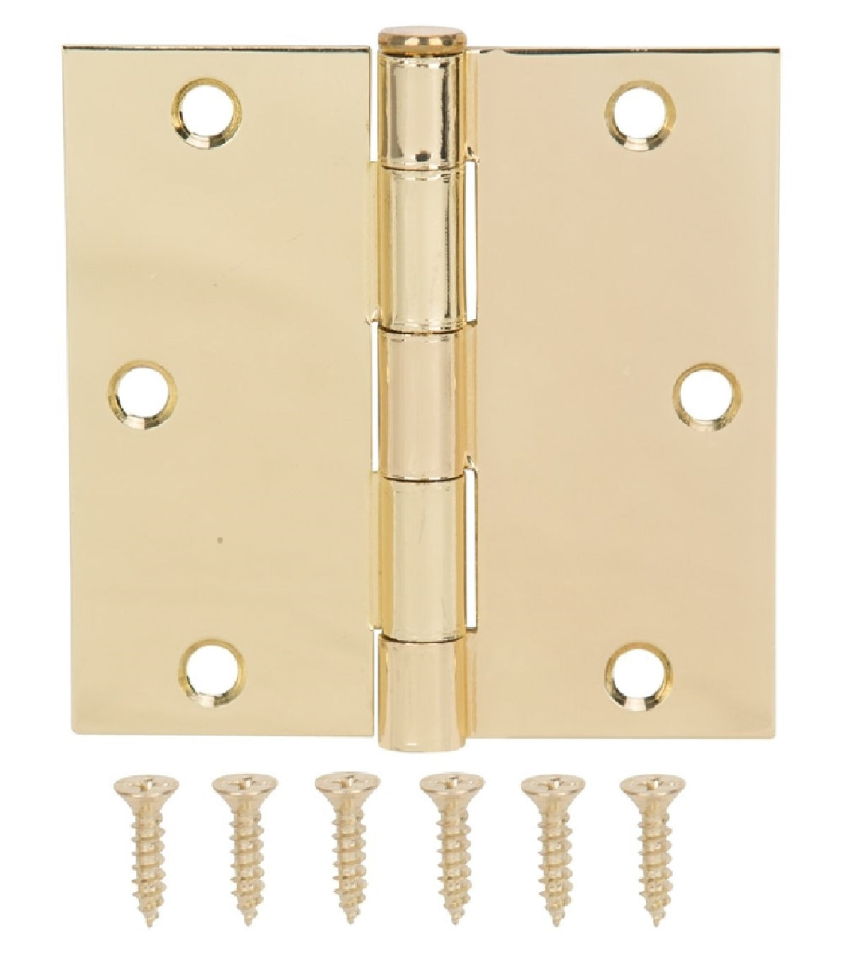 ProSource 20338BBX Residential Square Door Hinge, 3.5 Inch, Bright Brass