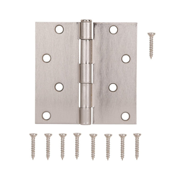 ProSource 20339SNX Square Corner Door Hinge, Steel, Satin Nickel